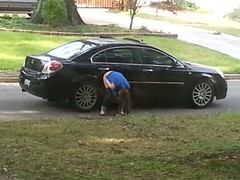 Girl caught upstairs voyeur cam pissing upstairs dramatize void car wheel