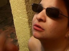 Spanish chubster with sunglasses sucking dick far a catch shower